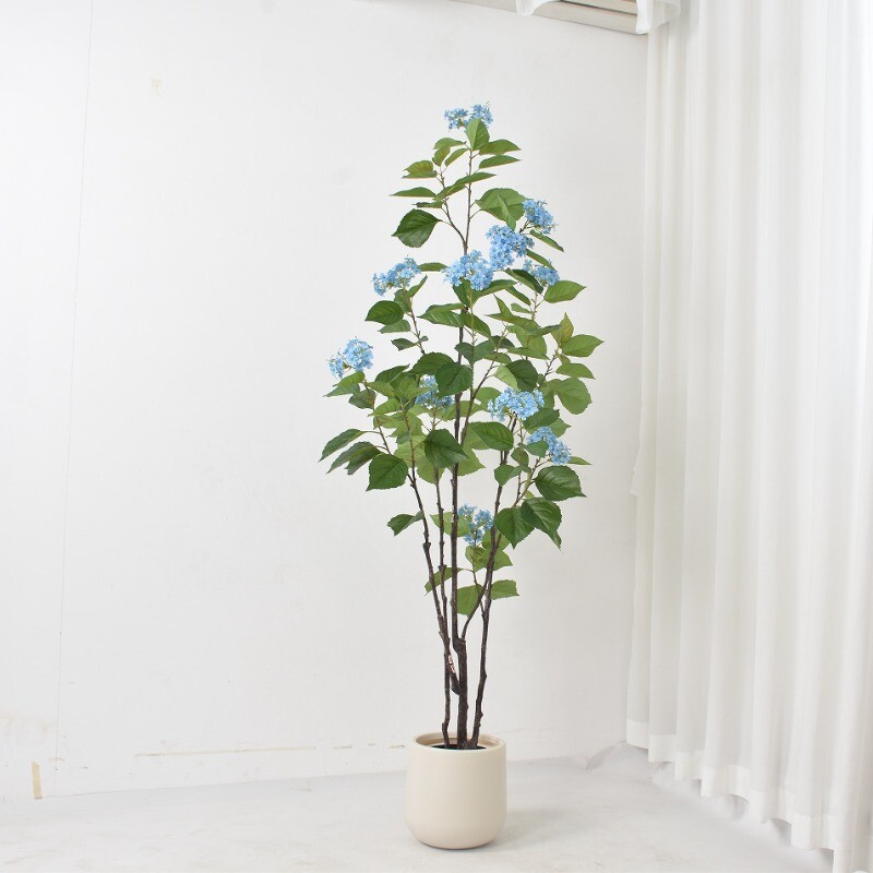 Hot selling imitation hydrangea tree potted living room mall hotel decoration