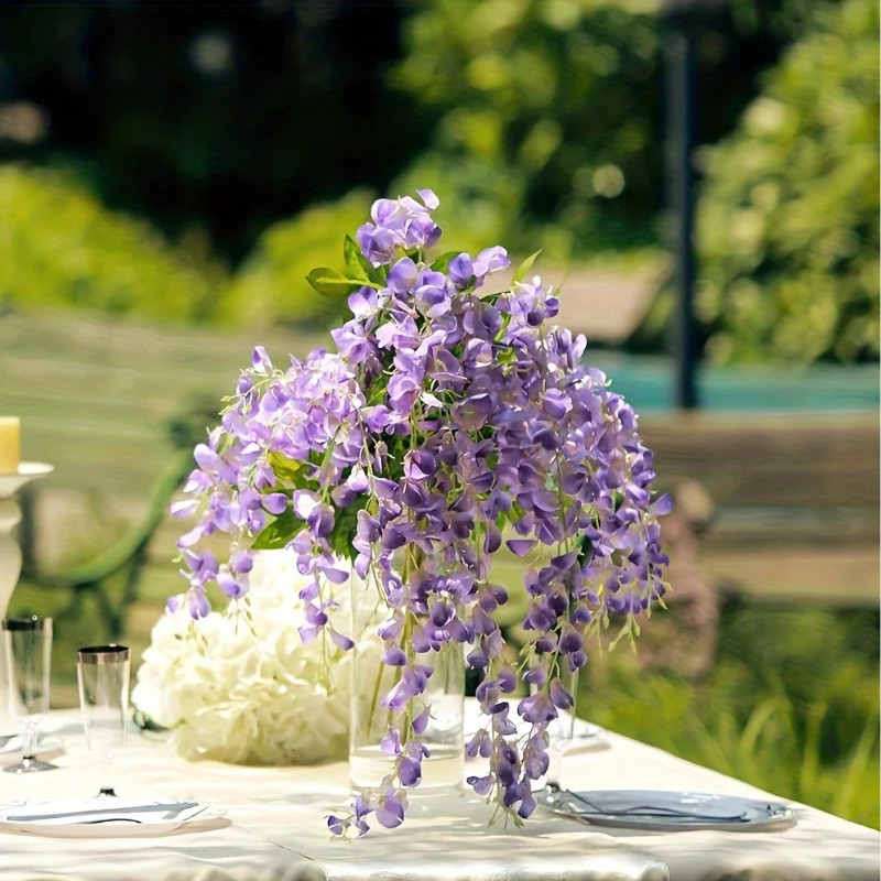 12PCS Artificial Wisteria Vine Garland Silk Hanging Flowers for Home, Wedding