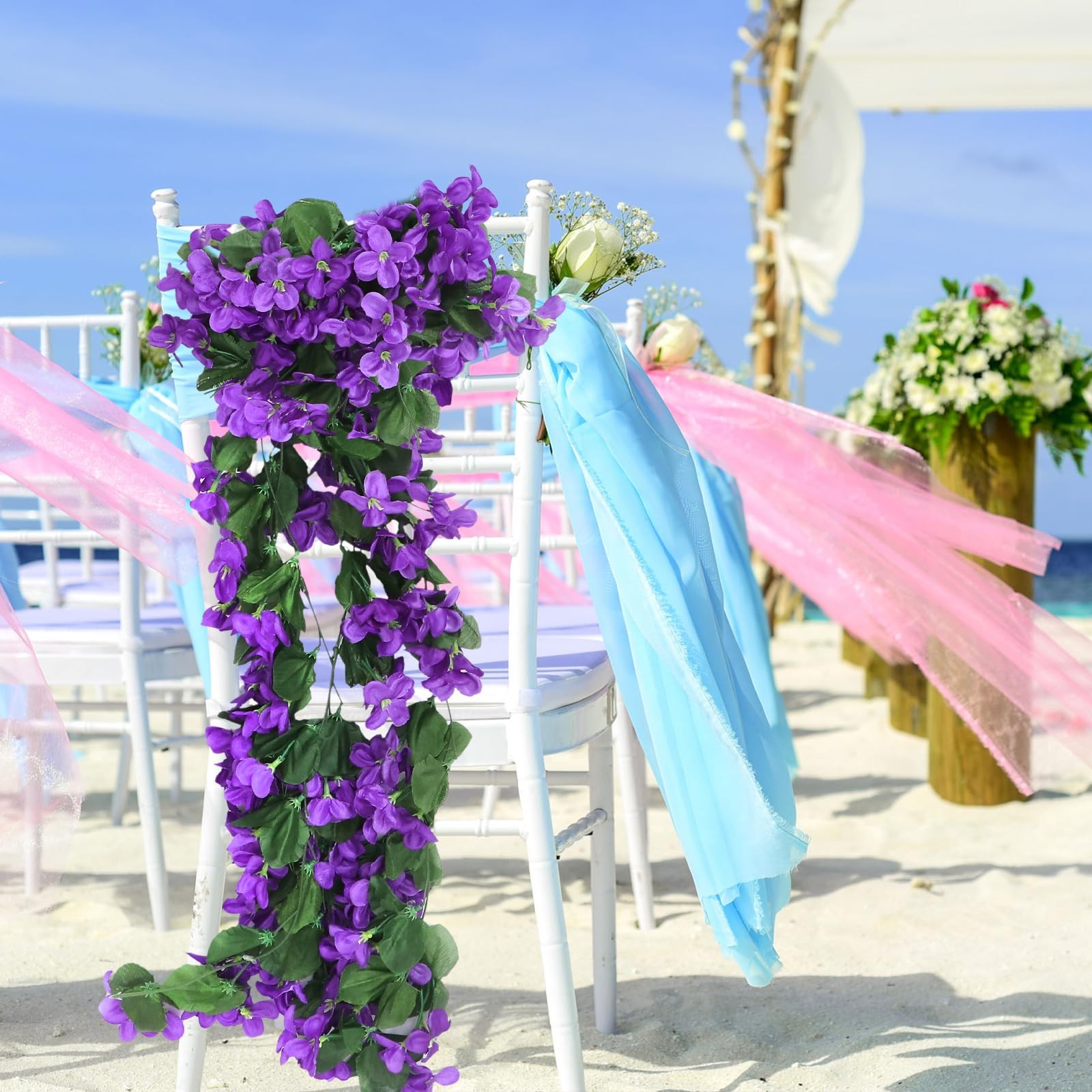 4petals Artificial Flower Hanging Flowers Violet Simulation Vine Wedding Home…