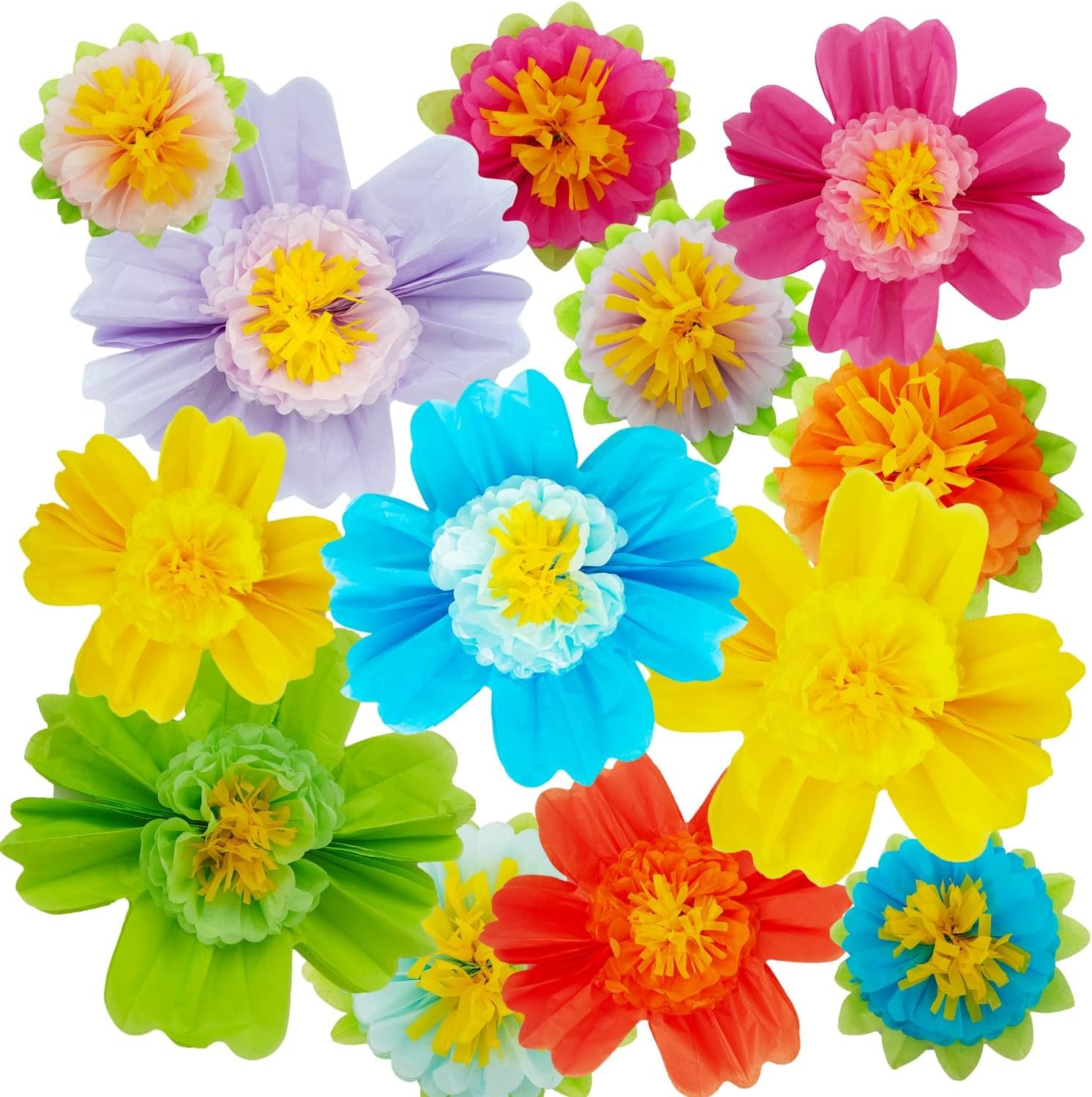 20″ Giant Rainbow Tissue Paper Flowers Set Large Mexican Fiesta Party Flowers…