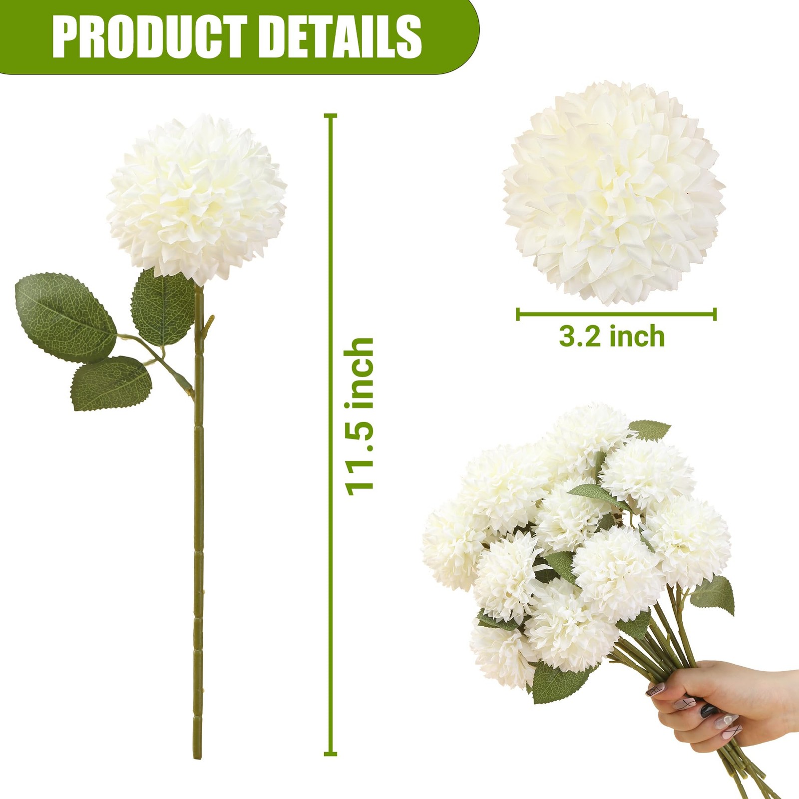 12Pcs Artificial Chrysanthemums Flowers Ball Silk Fall Chrysanthemums Fake Mu…