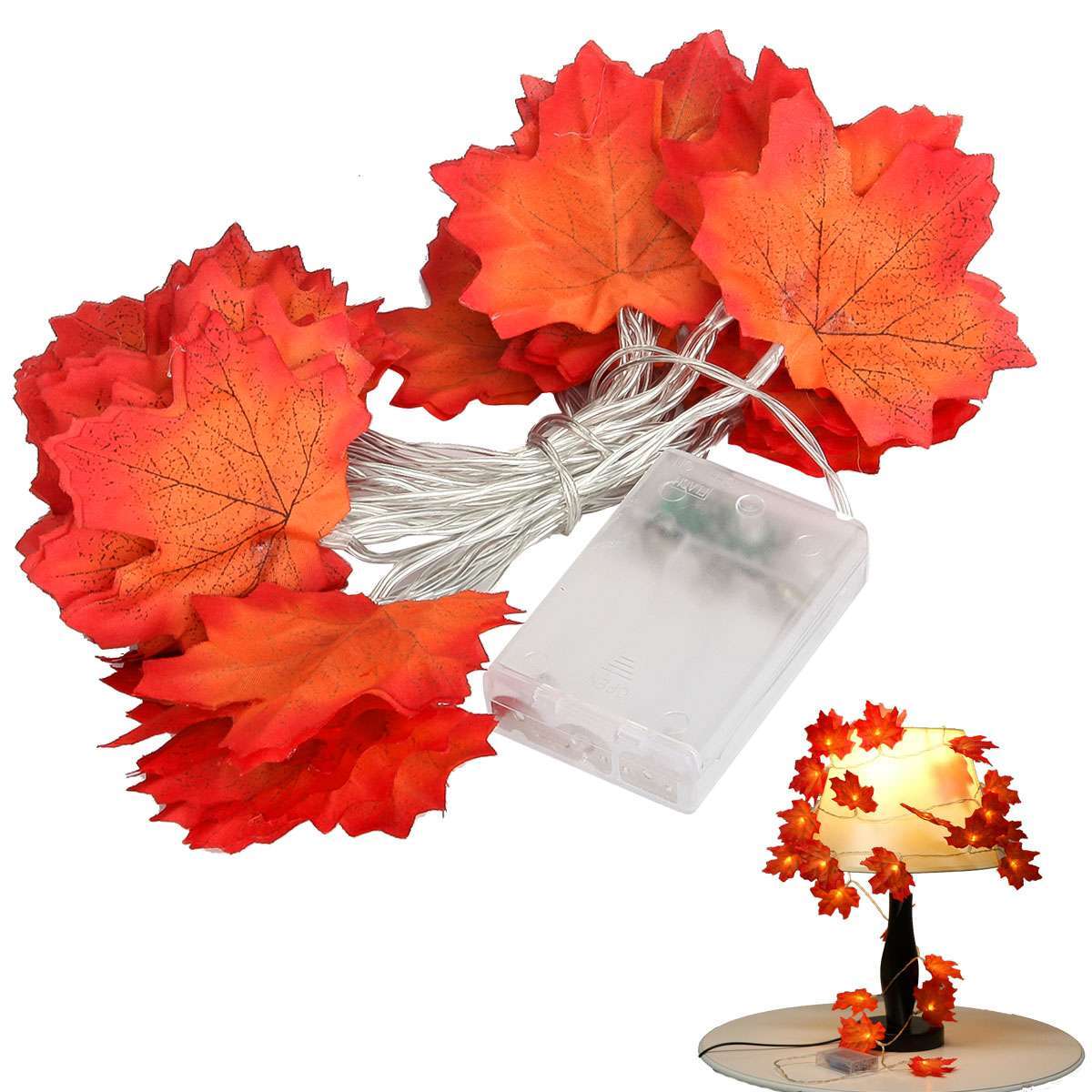 Fall Garland Decor Maple Leaf String Light Thanksgiving Christmas Halloween 2023