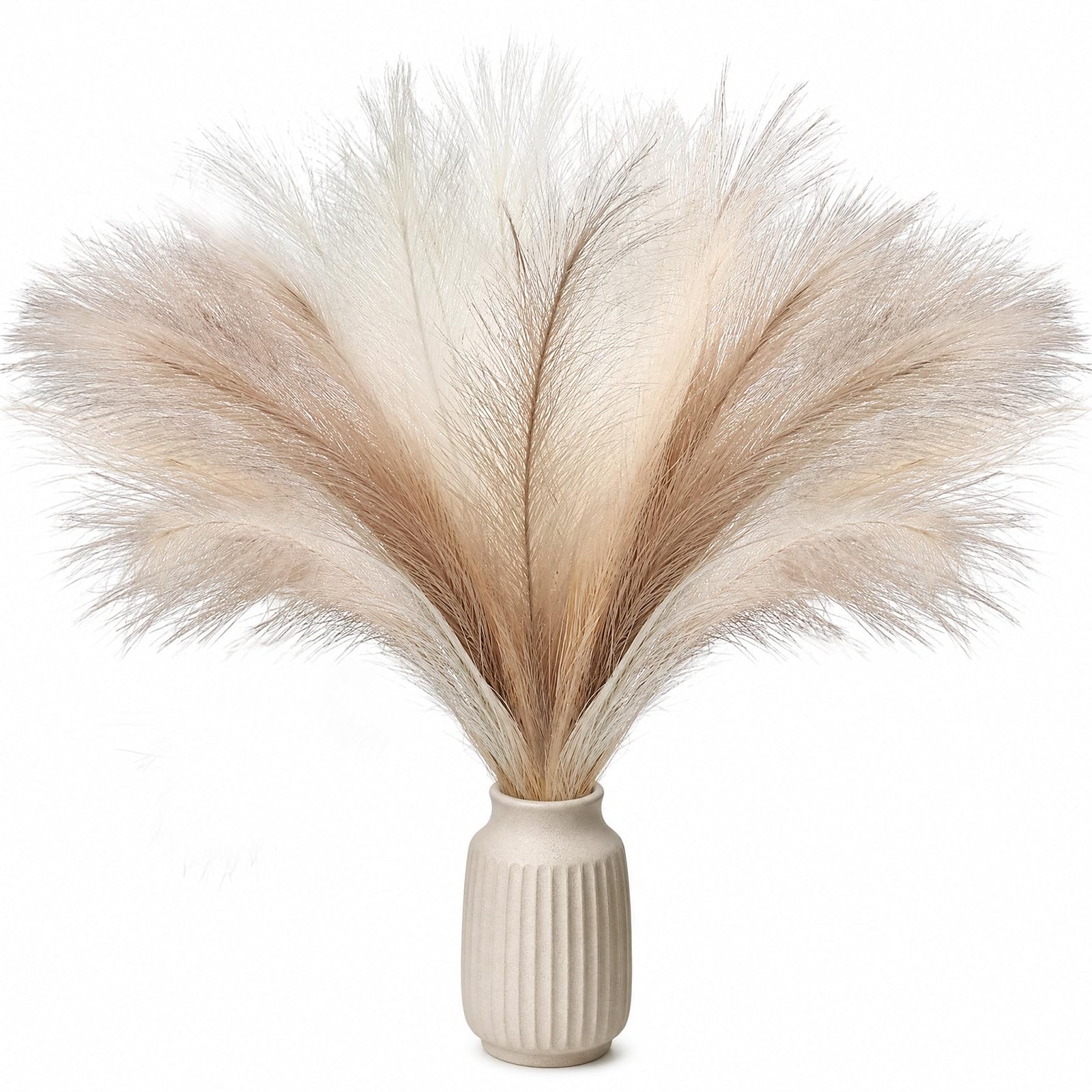 30 PCS 17.7 Inch Artificial Pompous Grass Bulk Beige/Brown Vase Filler