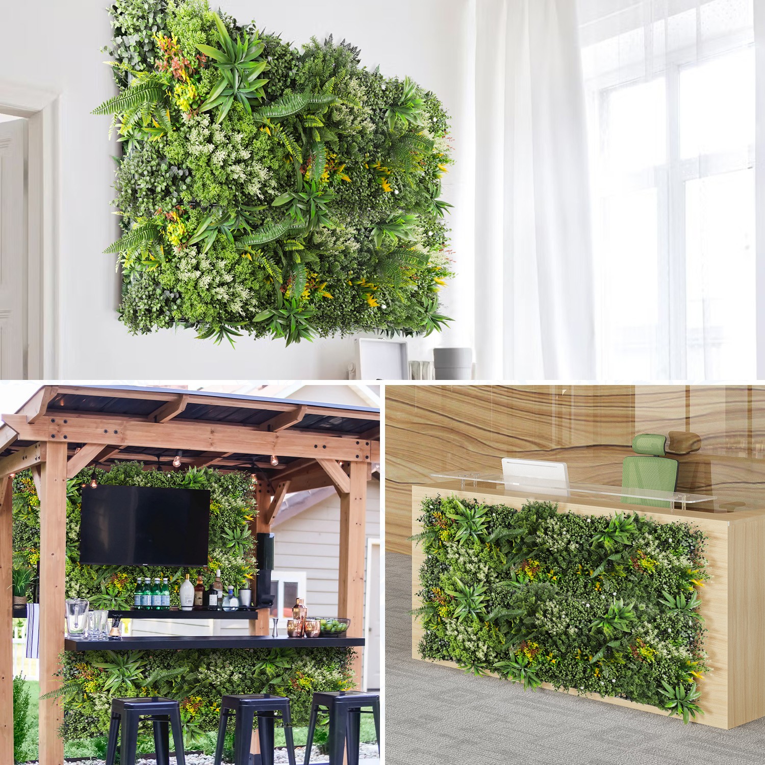 20″ x 20″ Artificial Plant Fence Panel Wall Decor Grass Mixed Home Garden Decor