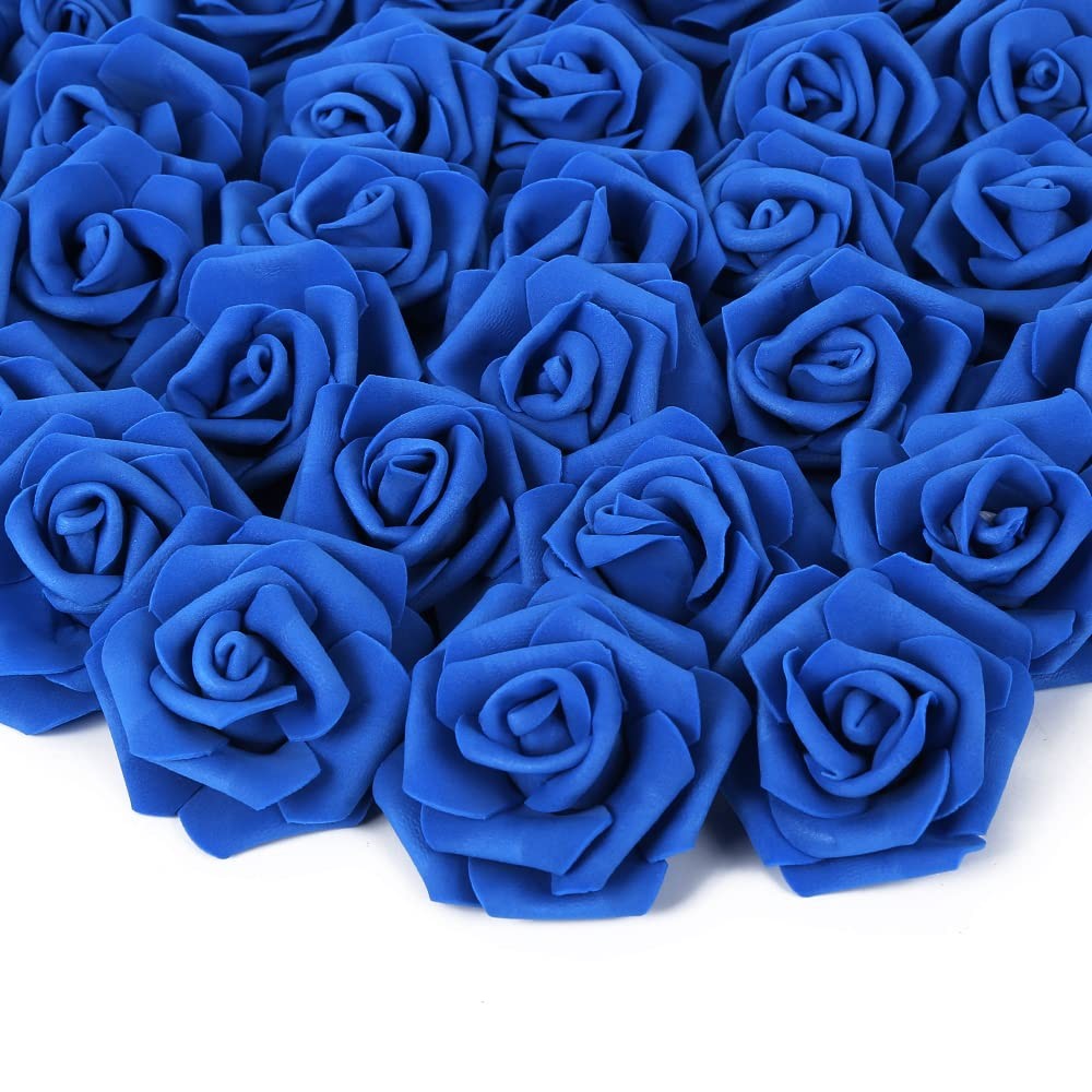 Cabezas rosas artificiales, azul rey, rosas artificiales espuma manualidades.