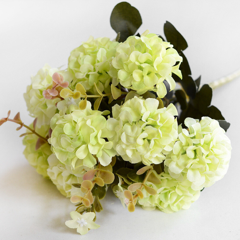 10 Heads Fake Flowers Artificial Silk Hydrangea Wedding Bouquet Party Decor