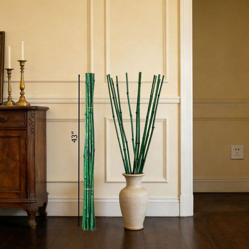 43 In. Set of 12 Bamboo Stick Fillers Natural Decorative Artificial Plant Stems