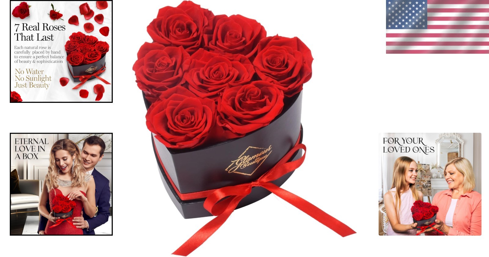 Red Heart-Shaped Box with 7 Preserved Roses – Effortless Luxury for Any Occasion