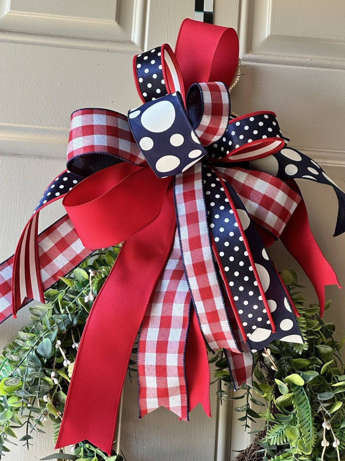 Patriotic Custom Bow Red, White, And Blue FUN Patterns Bow Only