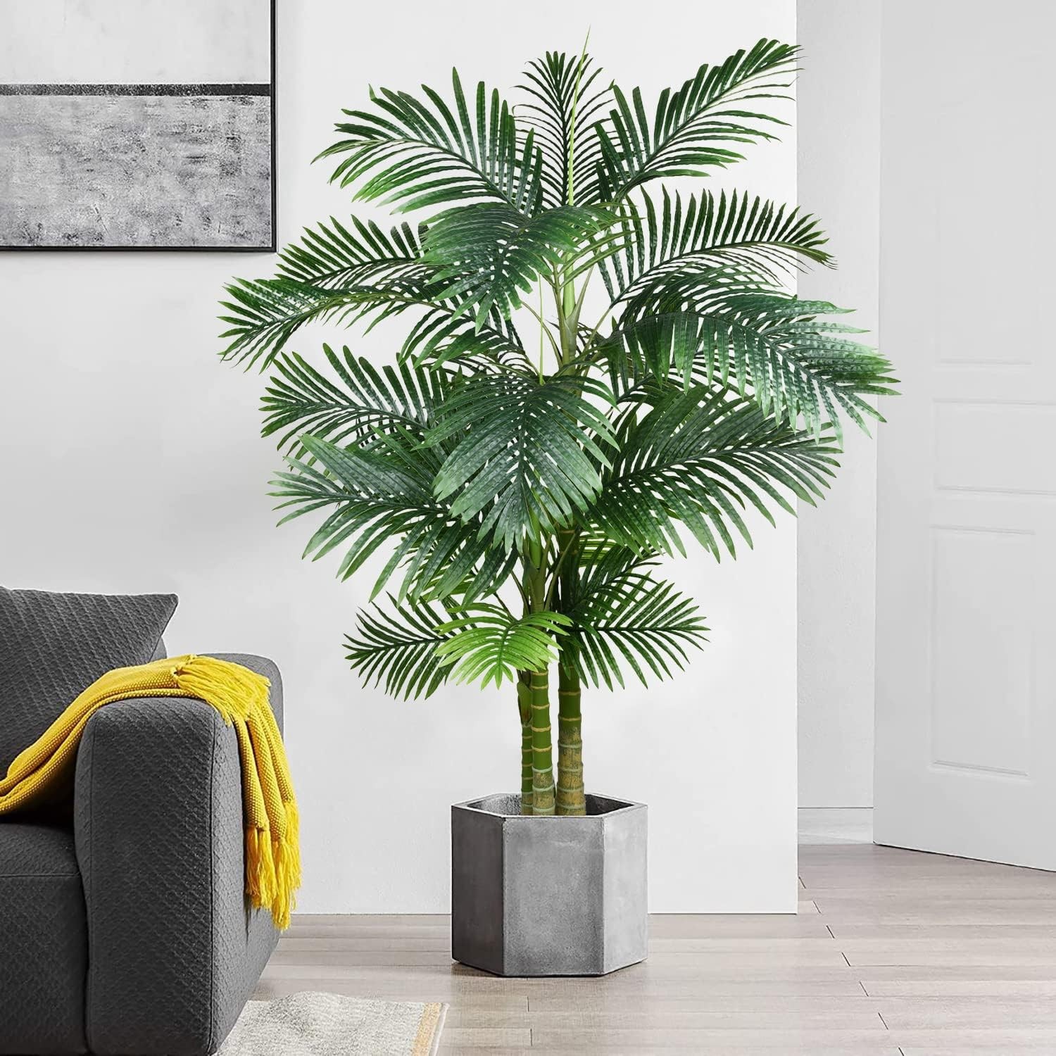 2 Pack Artificial Areca Palm Tree Plant, 6 Feet Fake Palm Tree for Indoor Out…