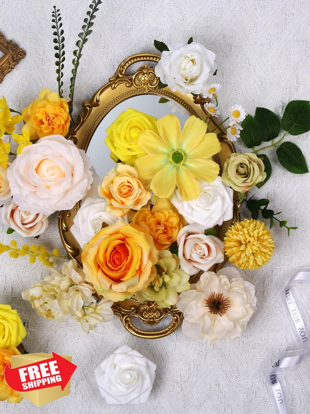 LITOYNAN Yellow Silk Roses Bulk Stems