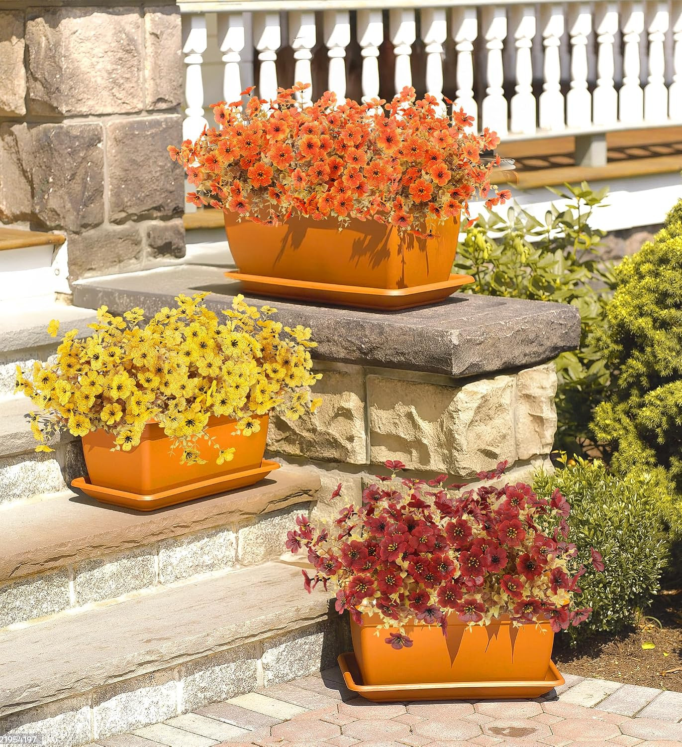Artificial Fall Flowers Outdoors UV Resistant Fake Mums Bulk outside Faux Mums P