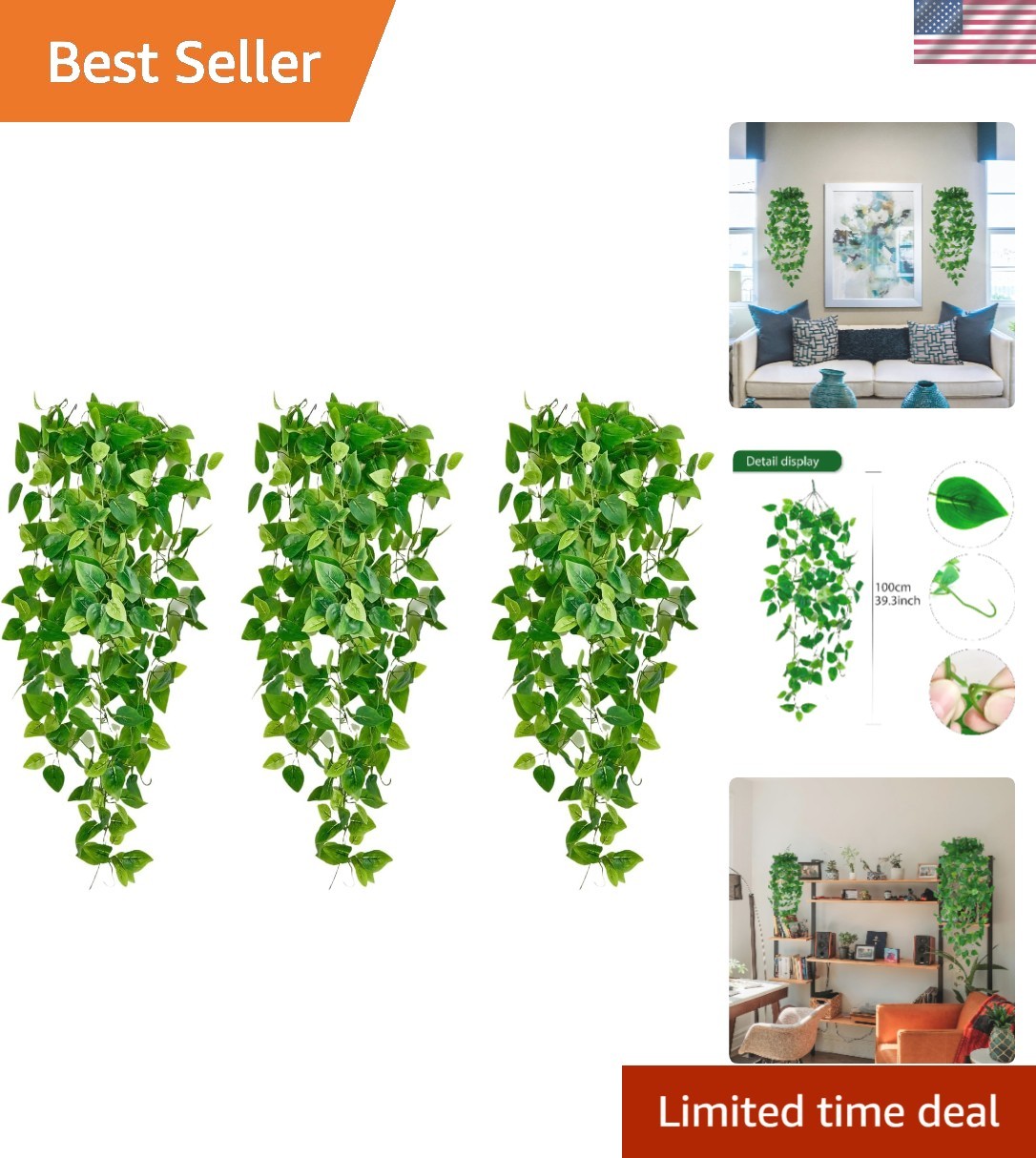 Realistic Fake Ivy Hanging Plants Set – Perfect for Weddings & Home Aesthetic