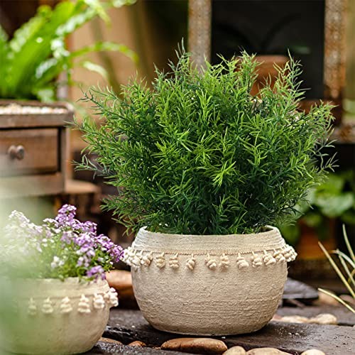 XLFAQXM Artificial Plants Flowers Grass Shrubs 8 Pack No Fade Faux 4#green