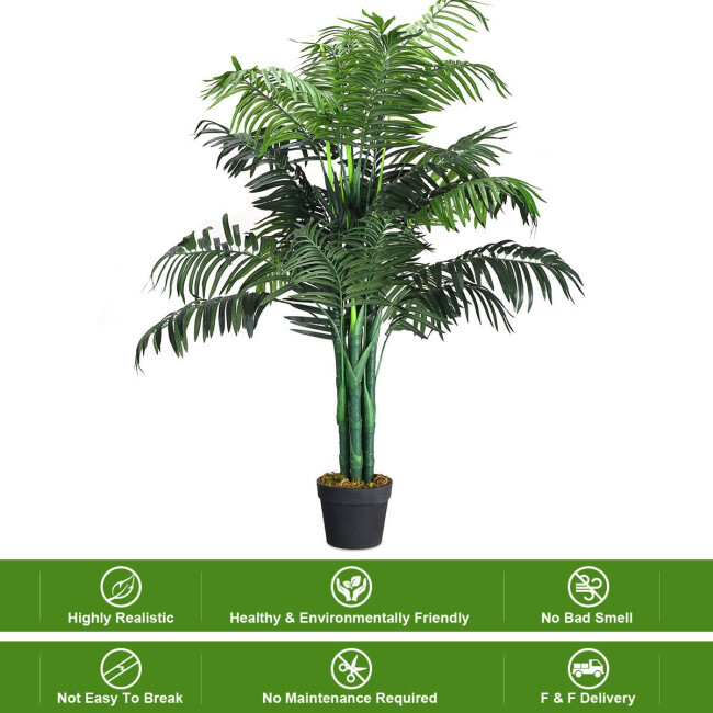 3.5Ft Artificial Areca Palm Decorative Silk Tree W/ Basket In/Outdoor Decor Home