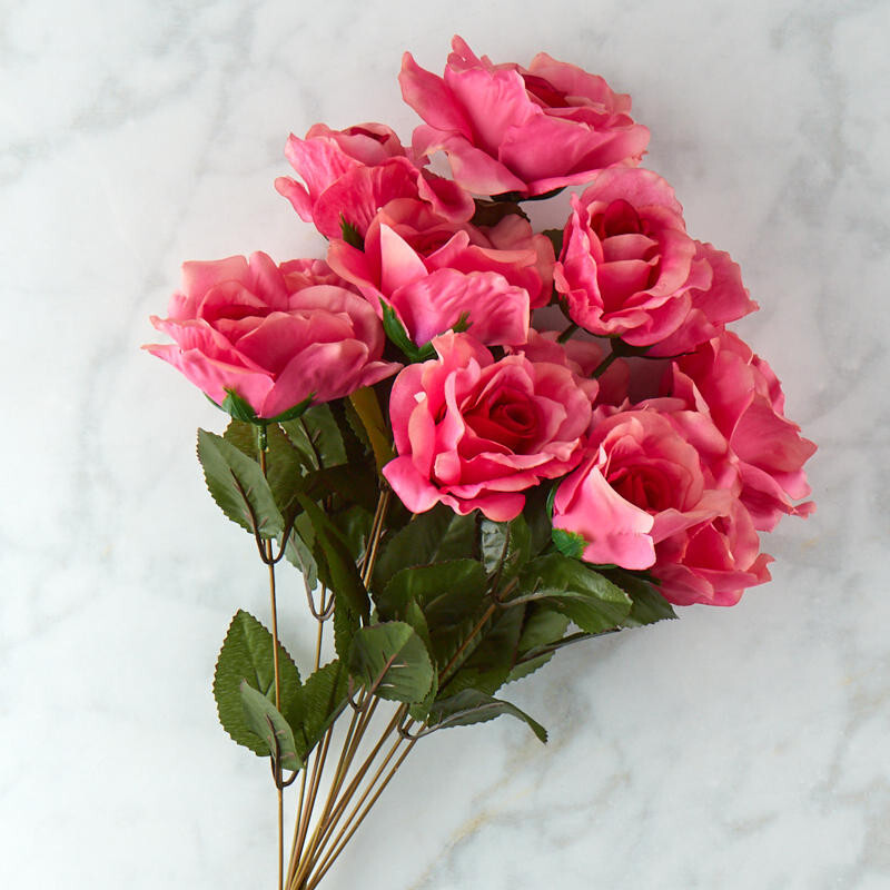 21″ Tall Artificial Pink Rose Decorative Floral Bush