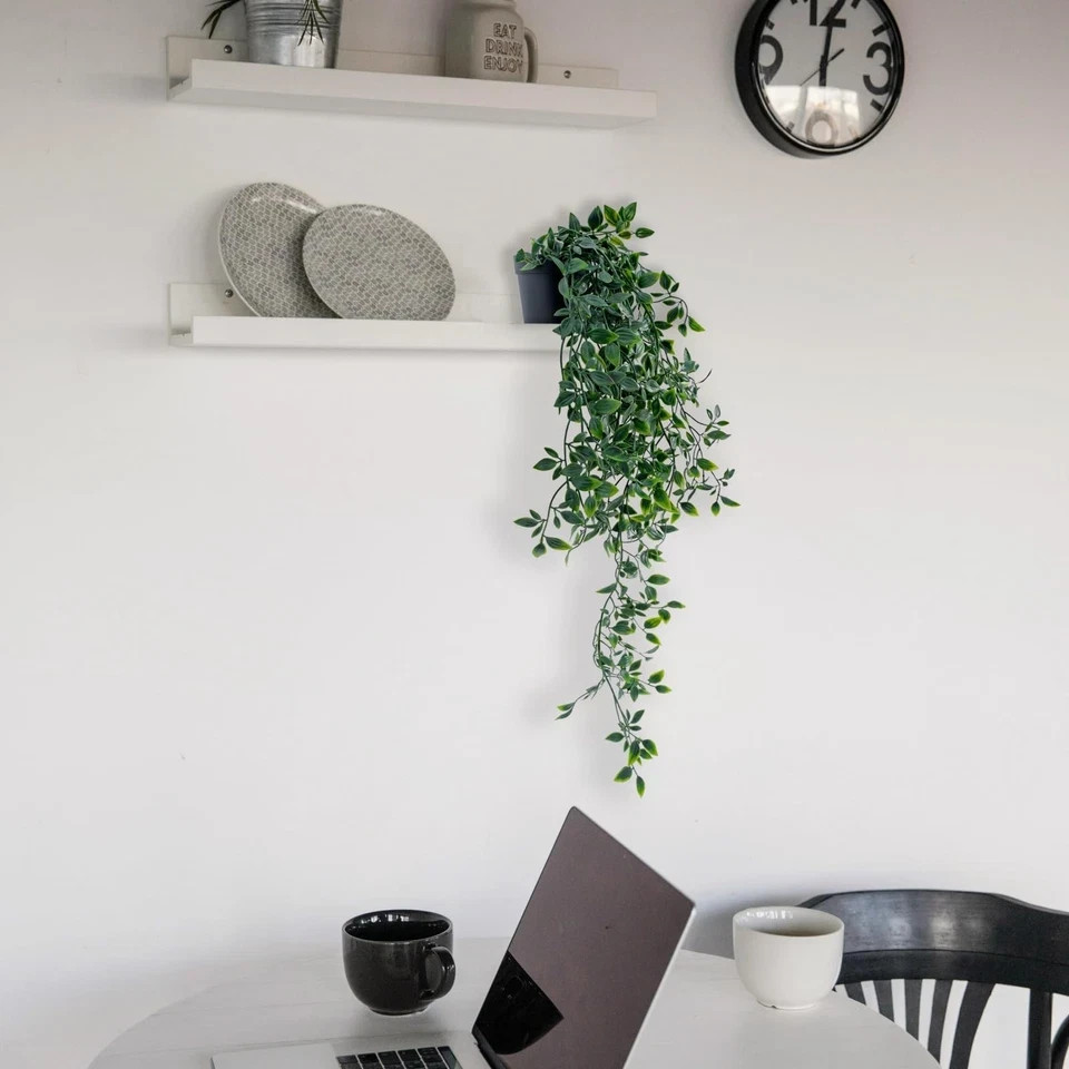2pcs Fake Hanging Plants Decor Artificial Potted Bedroom Kitchen Patio Bathroom