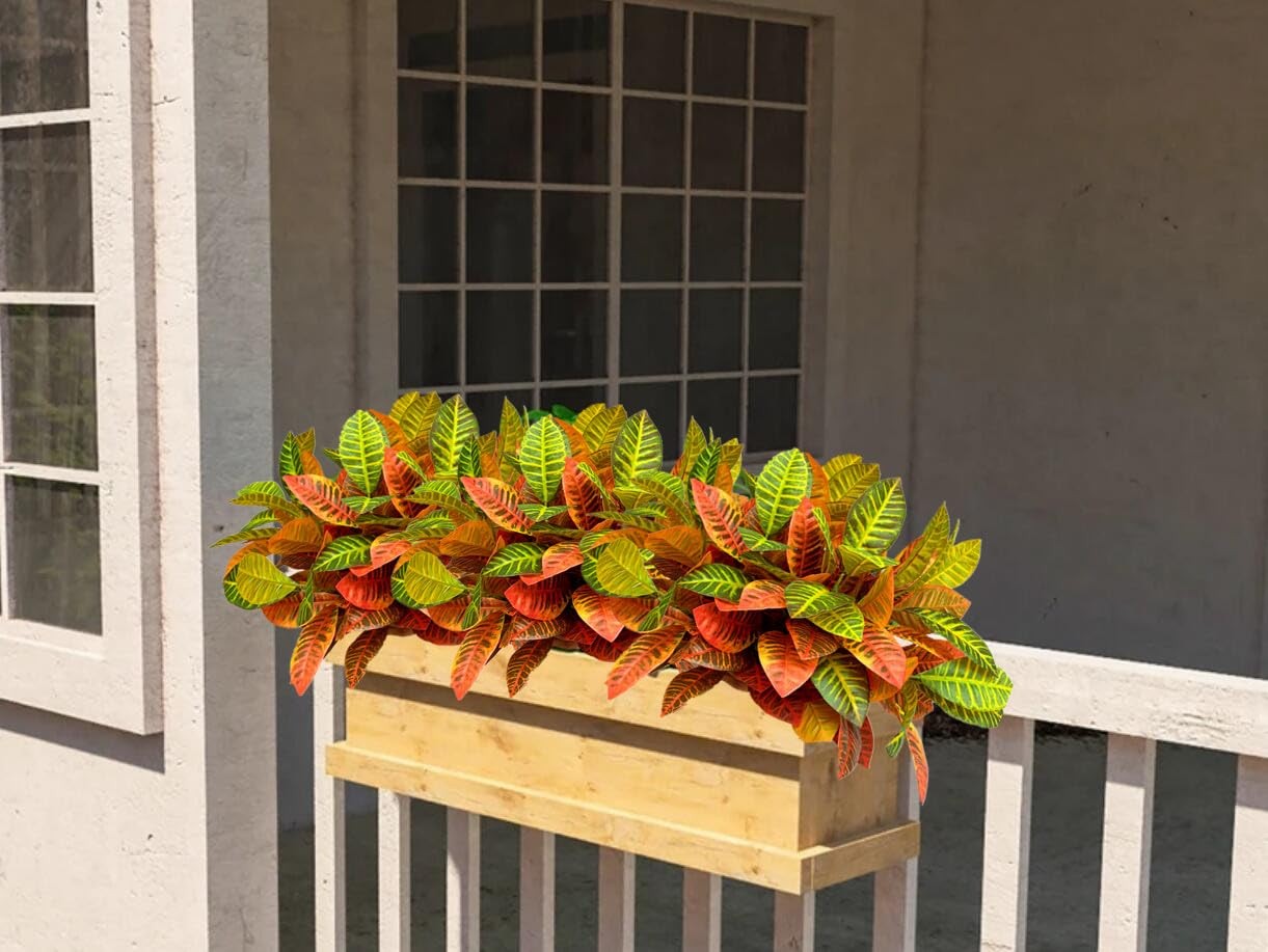 14.5 inch Artificial Croton Plant Leaf Branches Lifelike Tropical Houseplant …