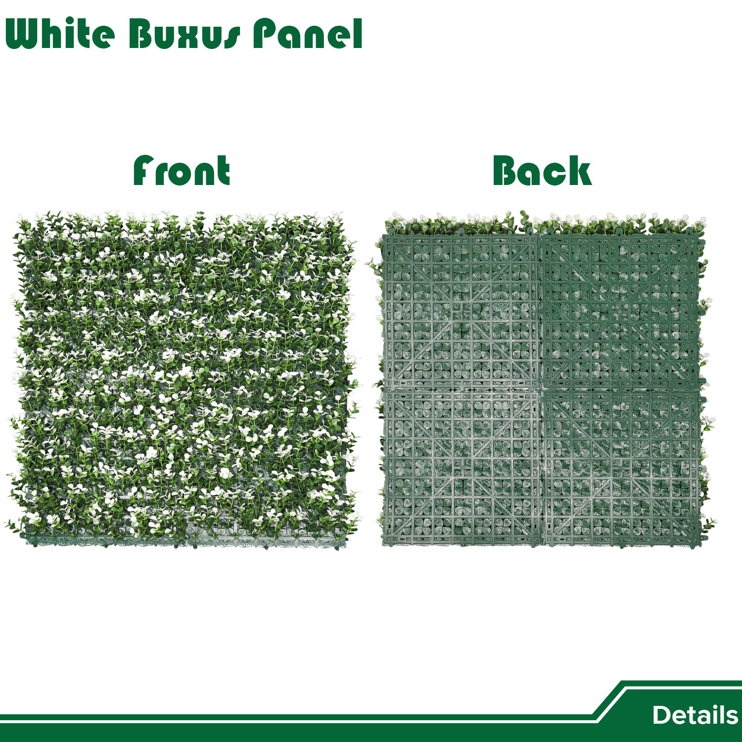20″ Artificial Plant Faux White Buxus Privacy Fence With Cover Back Grass Mats