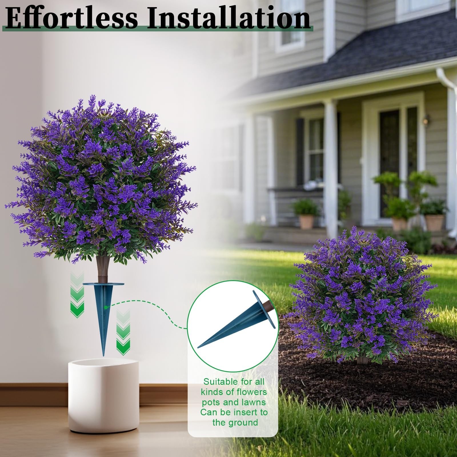 Set of 2 UV Resistant Artificial Lavender Topiary Balls – Faux Boxwood Shrubs fo