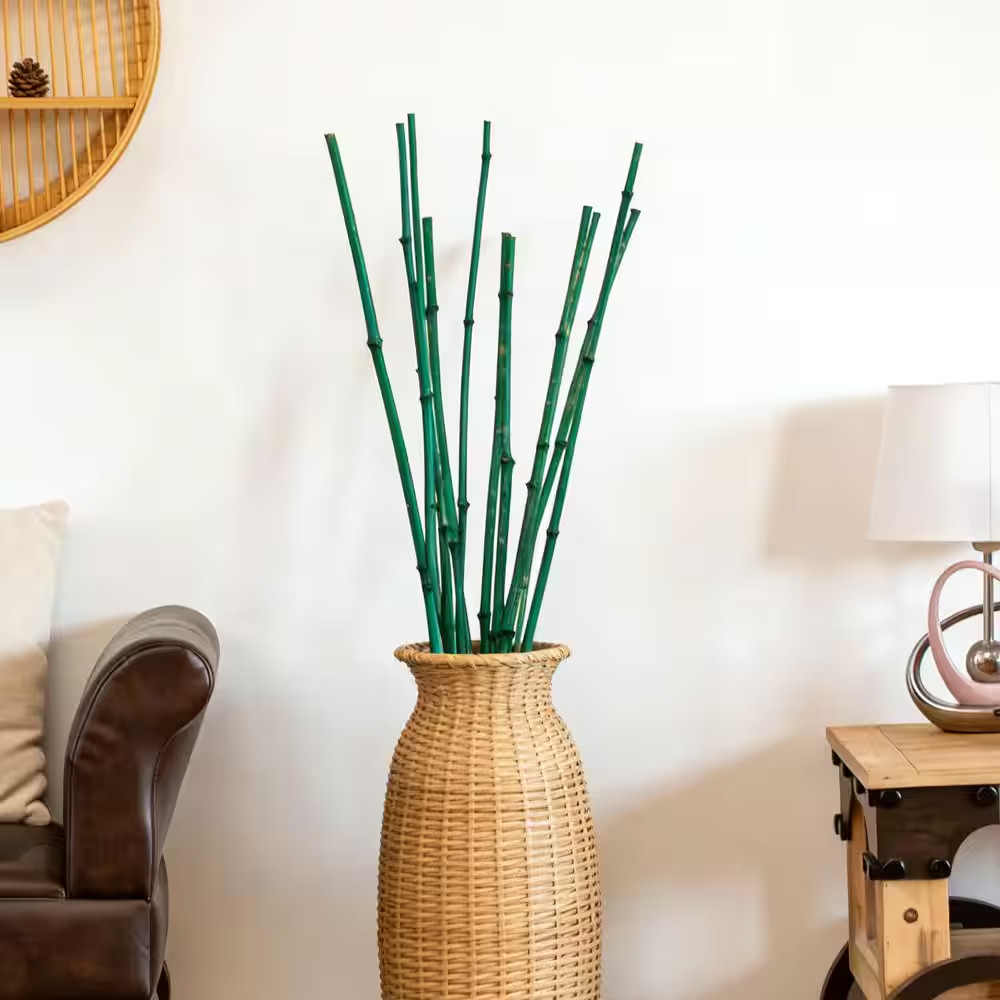 43 In. Set of 12 Bamboo Stick Fillers Natural Decorative Artificial Plant Stems