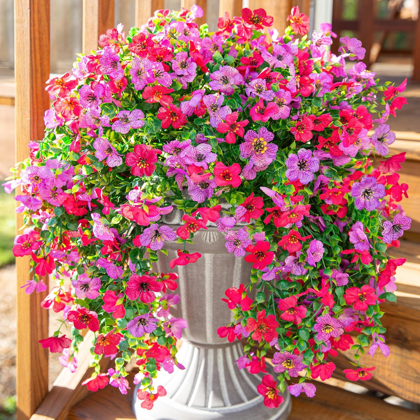 Artificial Faux Hanging Flowers Plants for Outdoor Decor, 2 PCS Outside Fake …