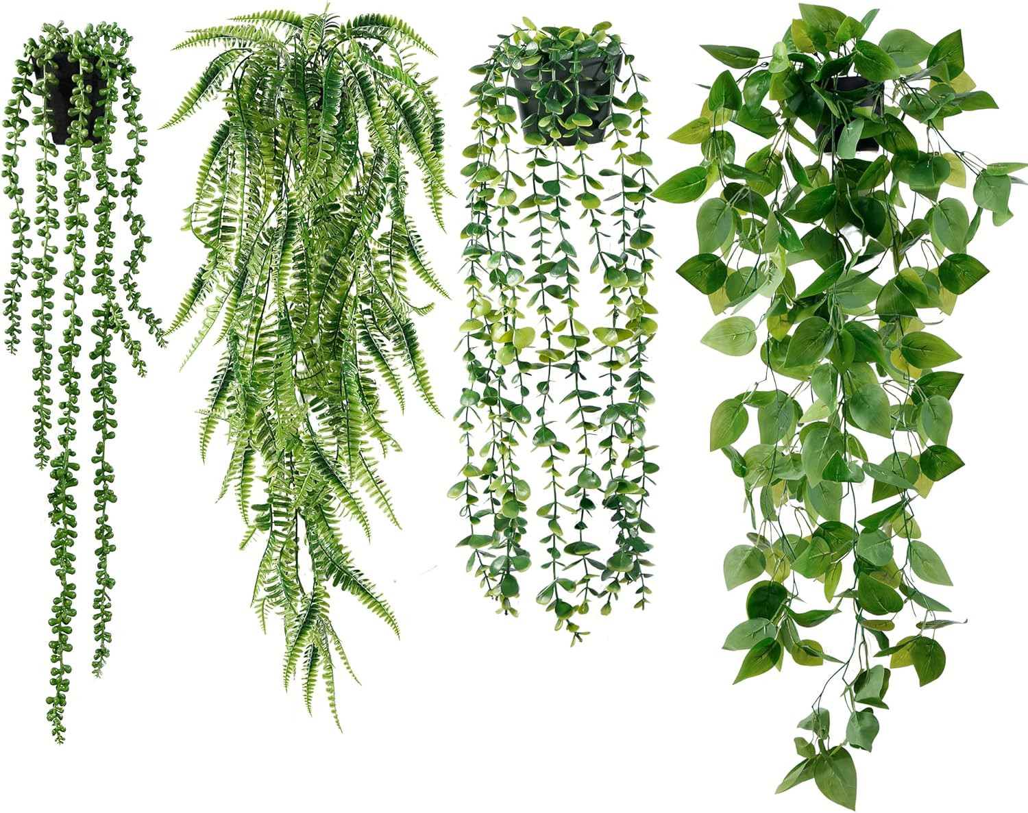 Fake Hanging Plants 4 Pack Artificial Hanging Plants Fake Potted Greenery Faux E