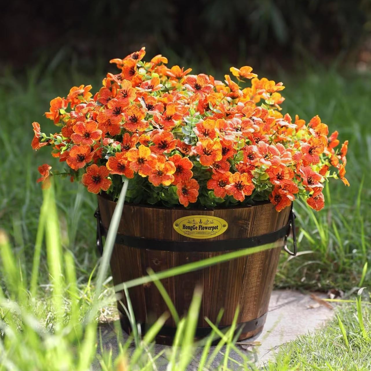 Artificial Fall Flowers Faux Mums for Outdoor Indoor Garden Home Decoration, Fau