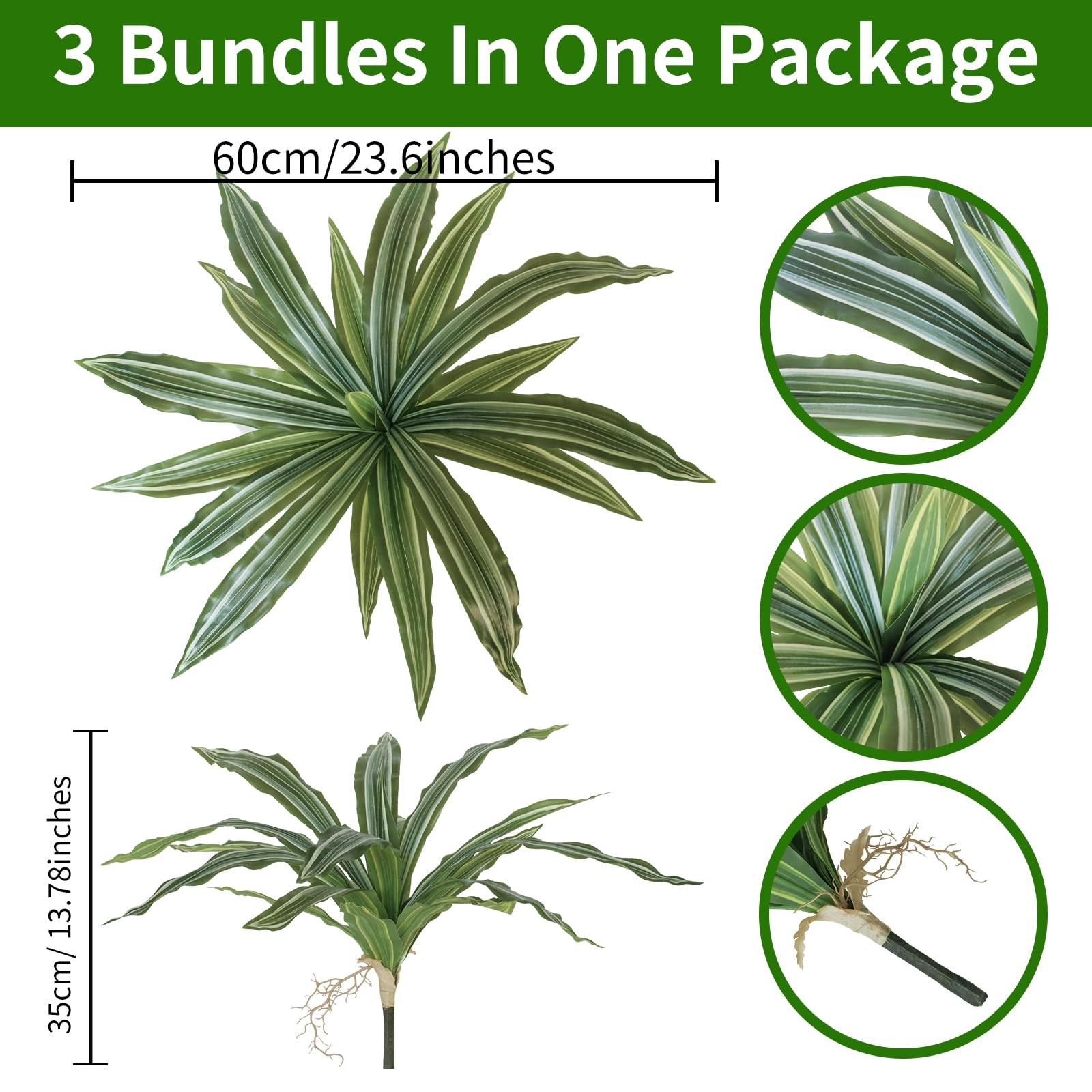 3 Pcs Large Fake Outdoor Tropical Plants, 28″ Artificial Bird Nest Ferns Faux…