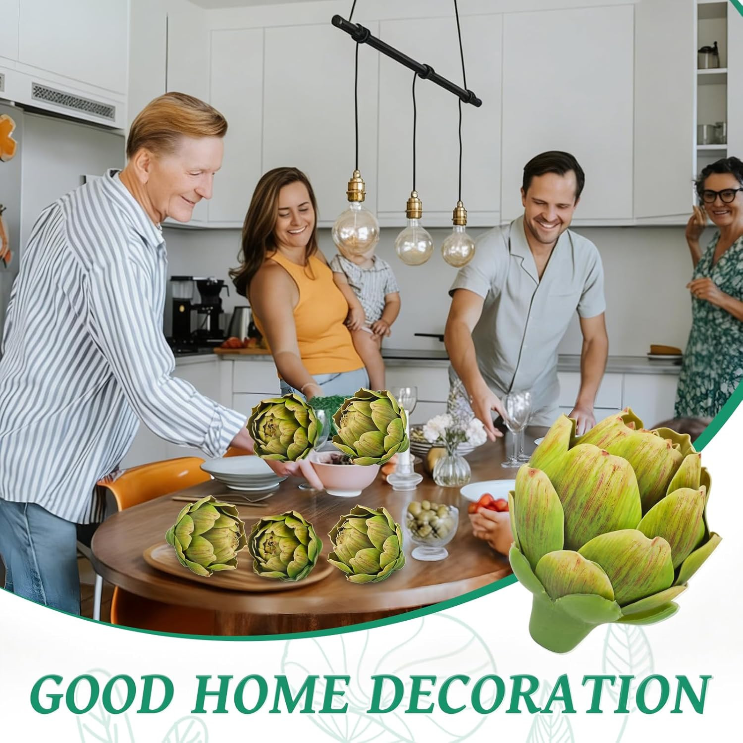 3Pcs Large Green Faux Artichokes for Decoration,Artificial Artichokes Decor for