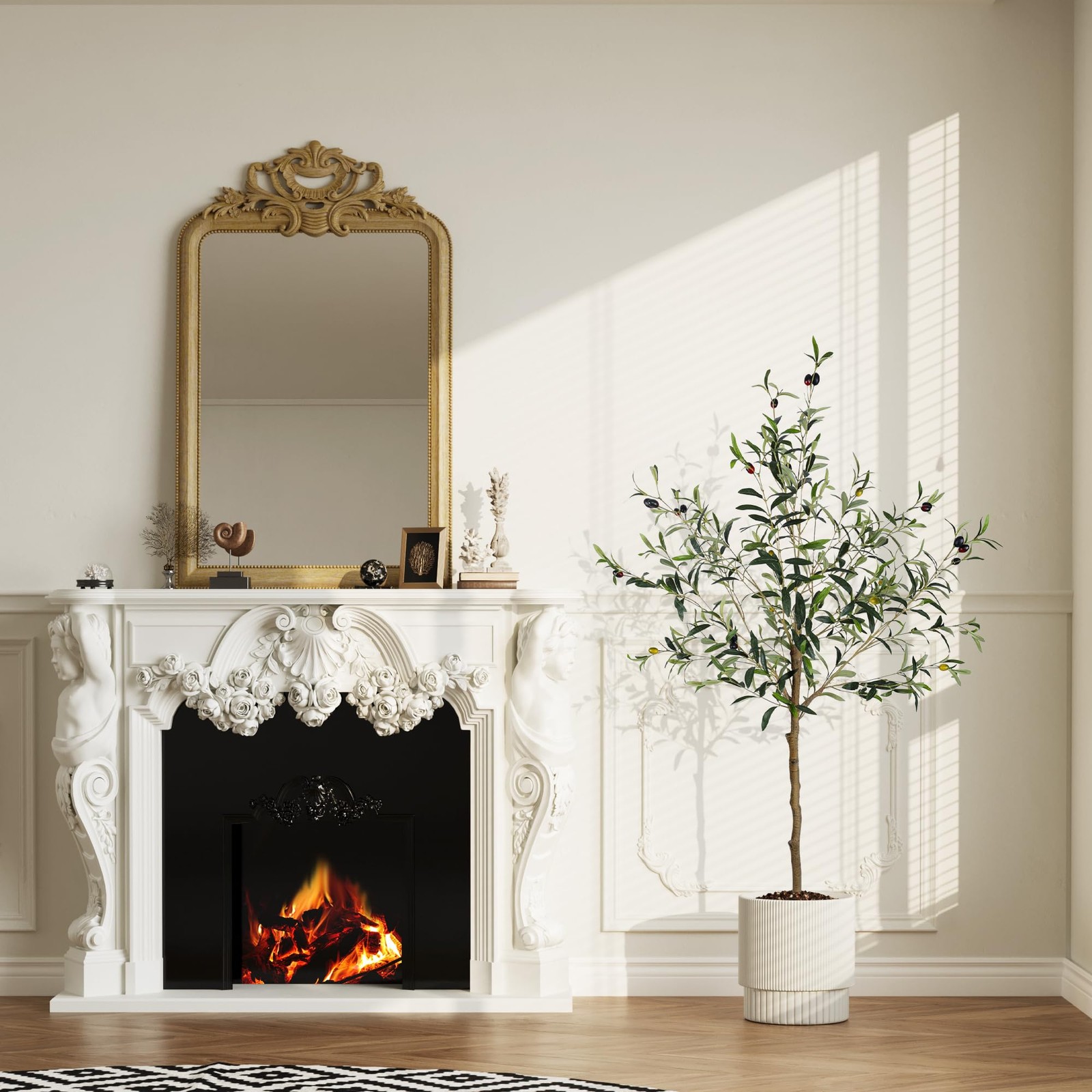 Faux Olive Tree 5FT Artificial Indoor, Fake Olive Tree 61 Tall Large Topiary Art