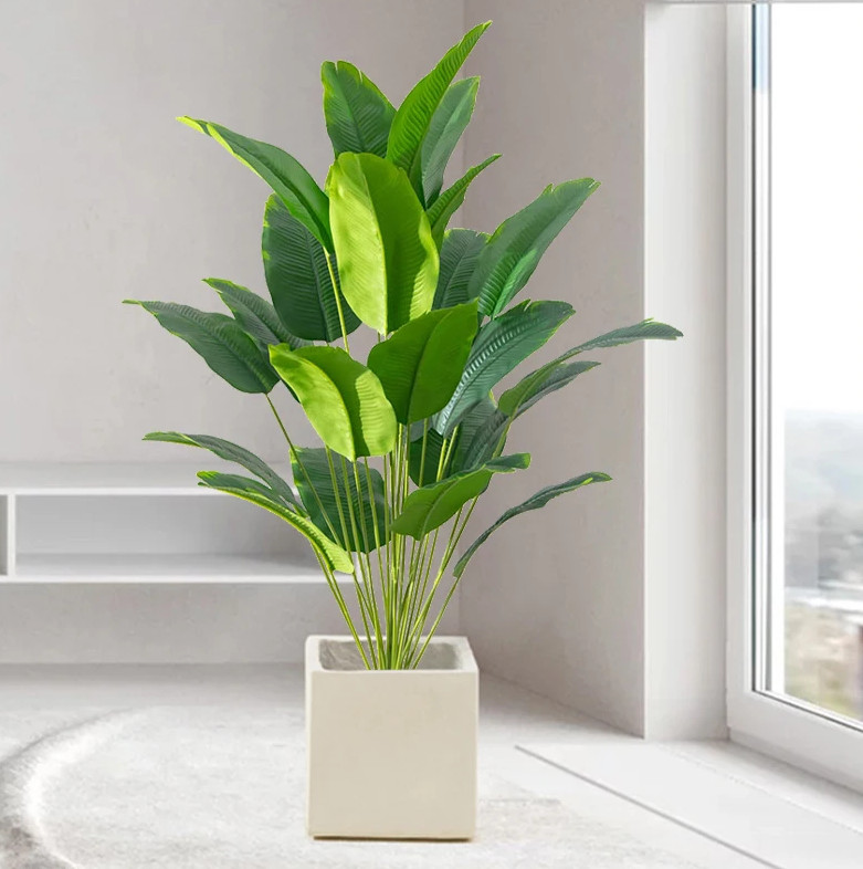 1pc Artificial Plants Large Tropical Palm Tree Fake Banana Plants Leaves Real