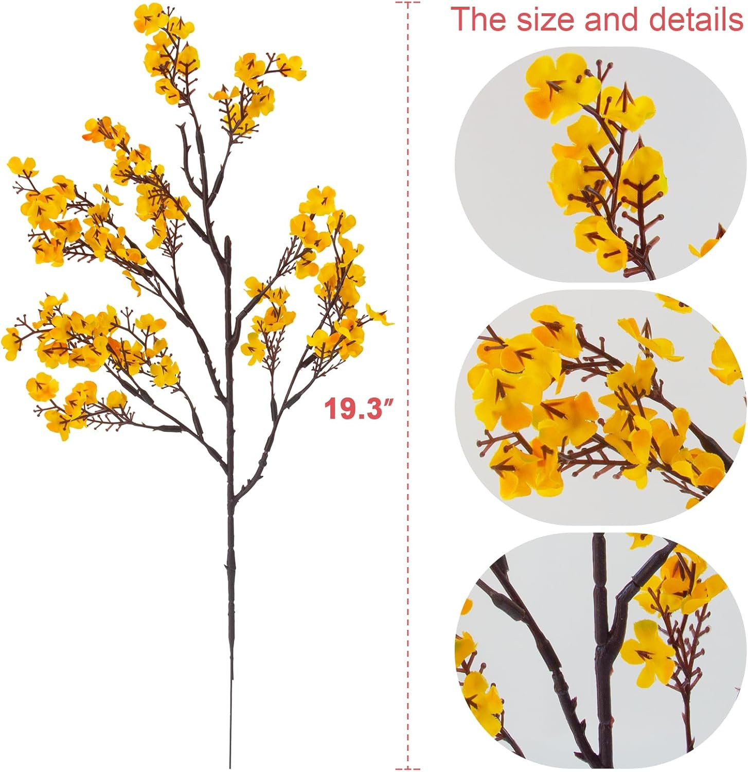 10 Pcs Artificial Babys Breath Flowers Orange Fake Silk Gypsophila Flowers for F