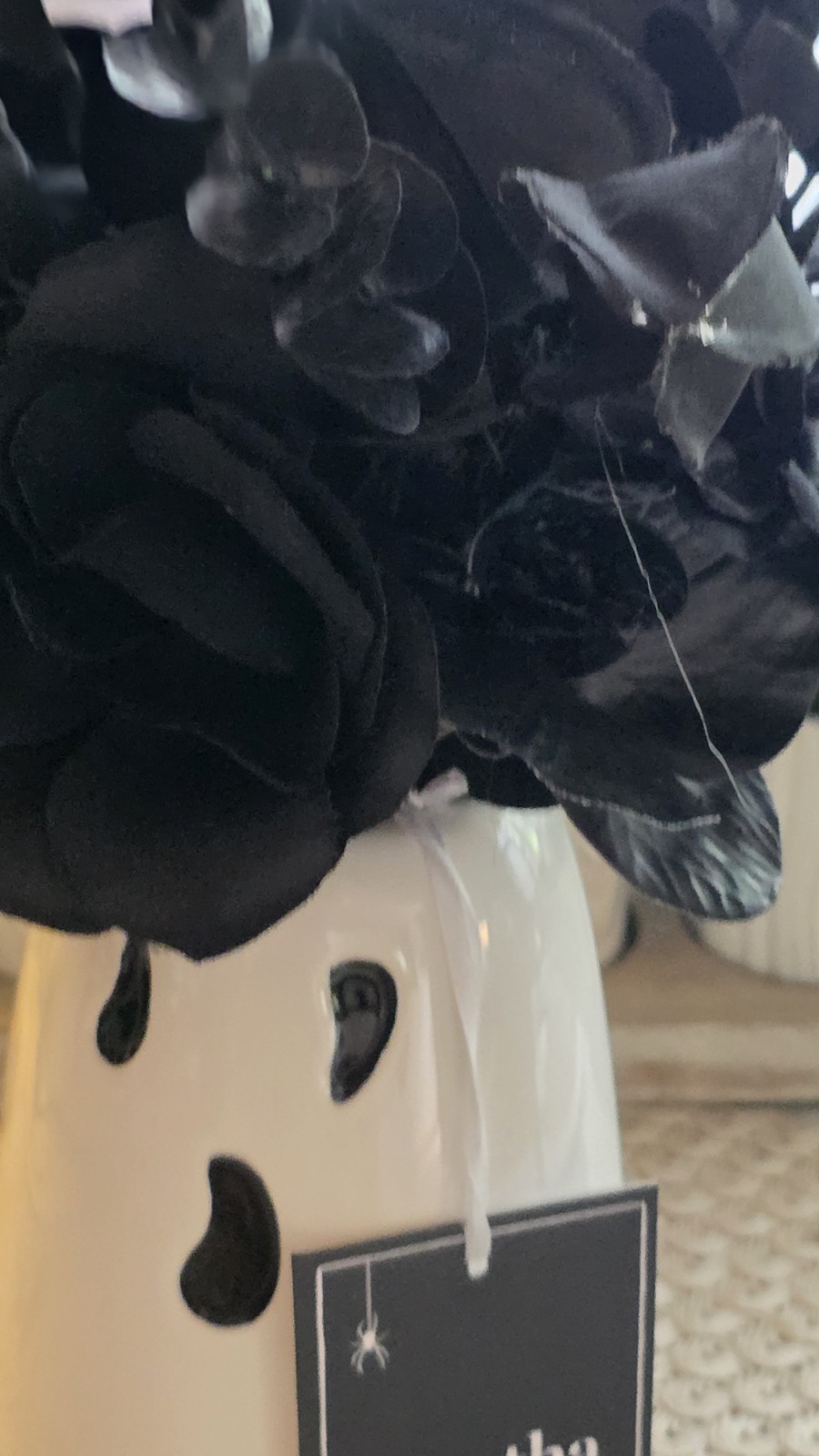 Martha Stewart Halloween Black Flower Floral Arrangement Ghost Vase