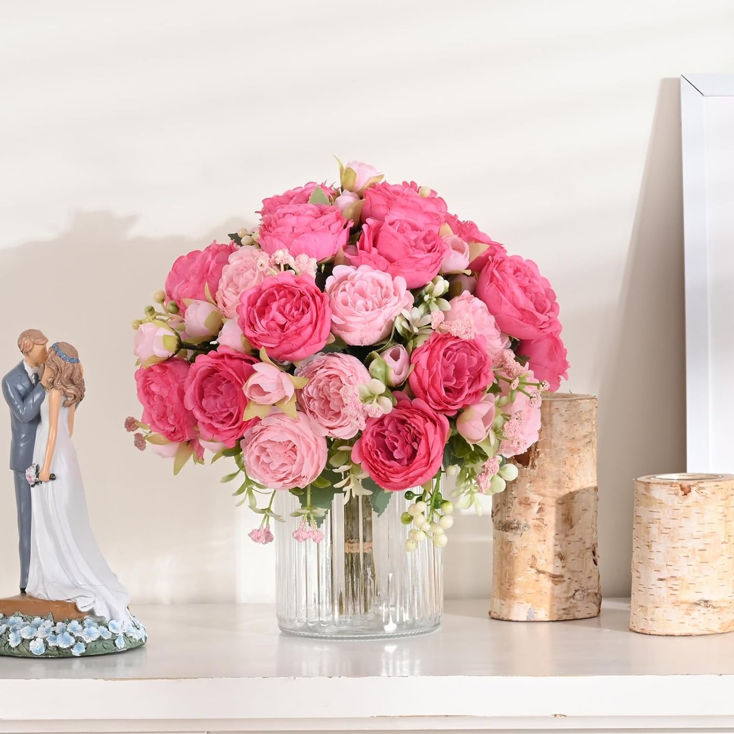 2PCS Mixed Pink Artificial Peonies Silk Flowers Bouquet for Wedding & Home Decor