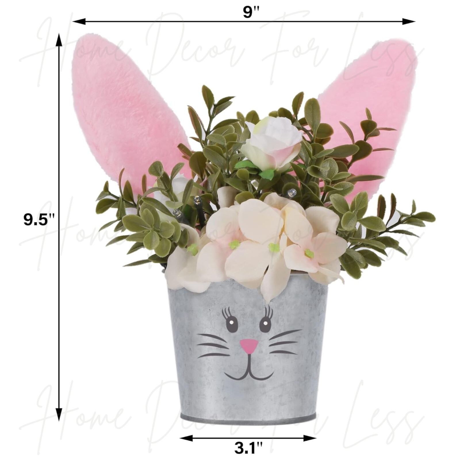 Lighted LED Easter Bunny Rabbit Ears Floral Centerpiece Table Spring Home Decor