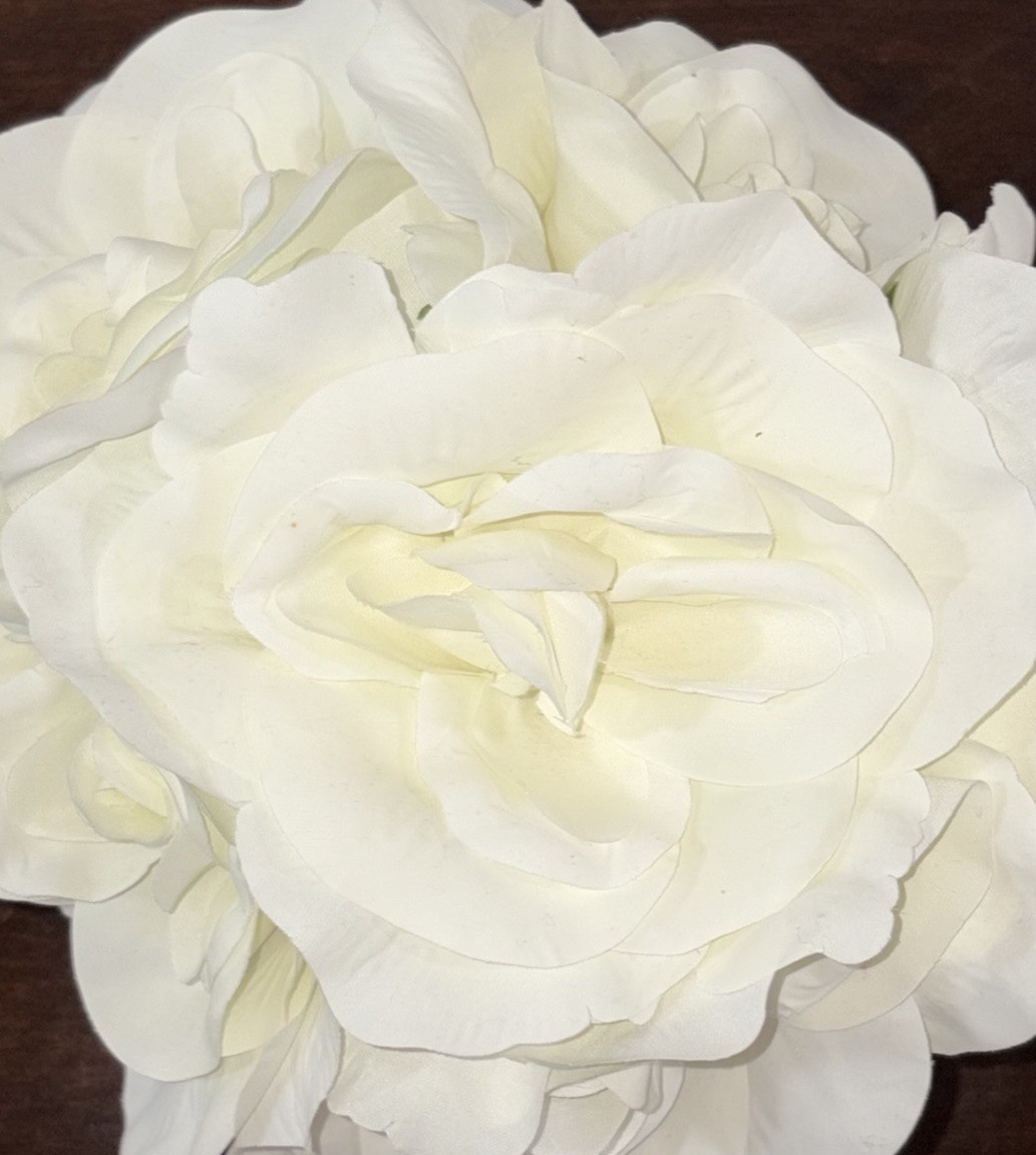 Gardeners Eden Faux White Rose Floral Arrangement in Silver Bowl Centerpiece 8×8