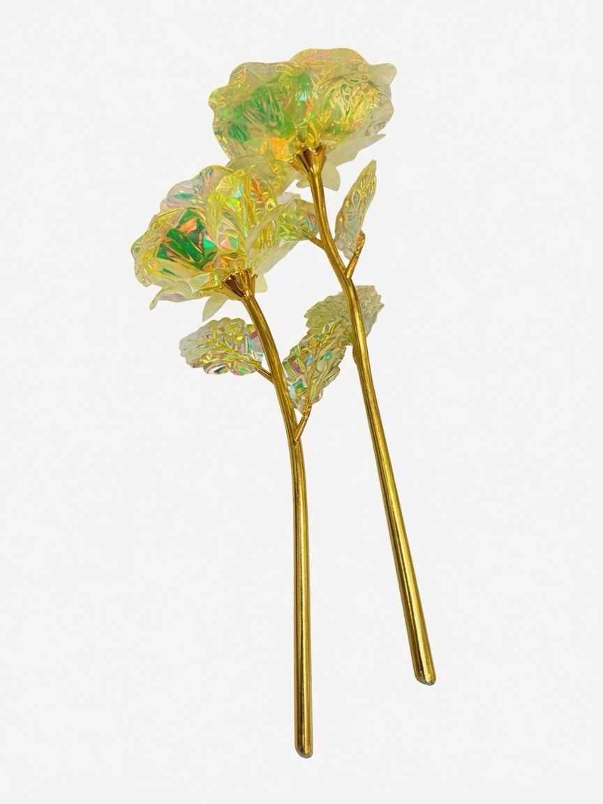 47 Pcs Yellow Galaxy Rose Flowers with Stems Gift Wedding Decor 9in