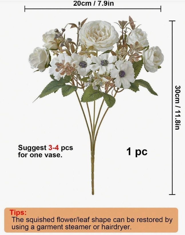 3 pcs Artificial Flowers Fake Peony Flowers Bouquet Silk Peony Rose Daisy