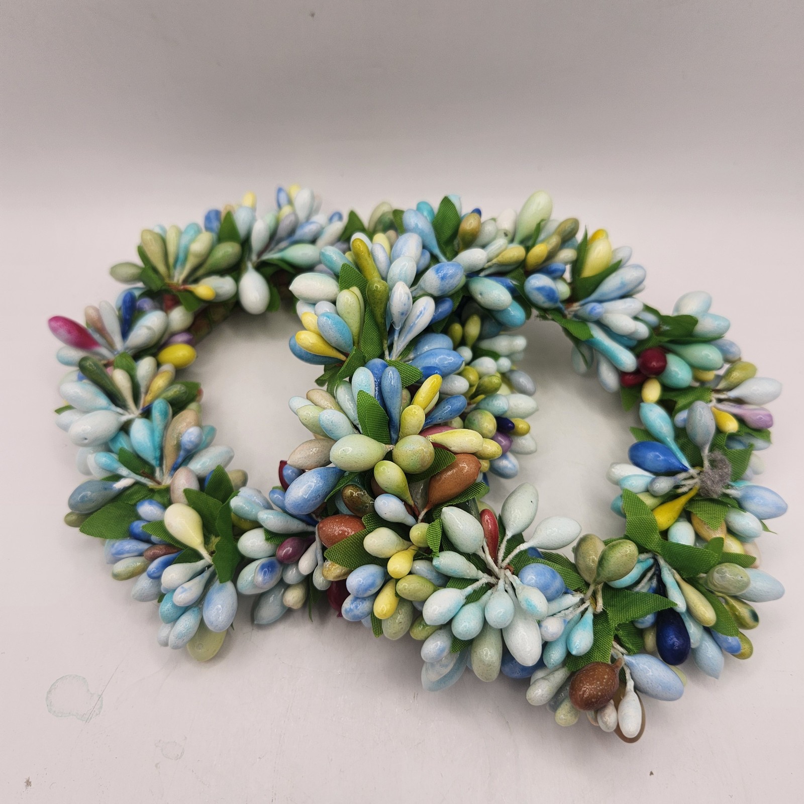 Seabreeze Pip Berry Candle Rings – Decorative Mini-Wreaths – Set of 2