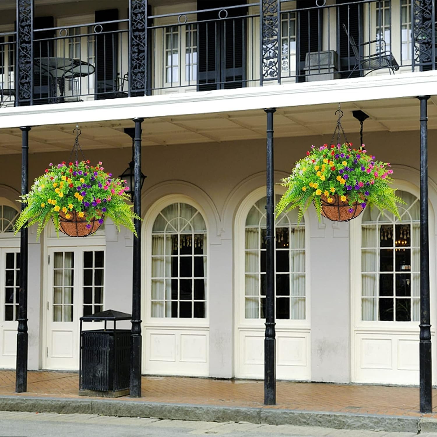 UV Resistant Artificial Hanging Plants with Coconut Basket for Vibrant Decor