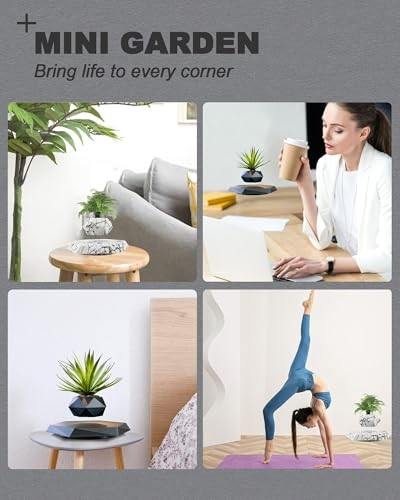 Levitating Plant Pot, Floating Plant Pot for Air Bonsai Planter, Magnetic Black