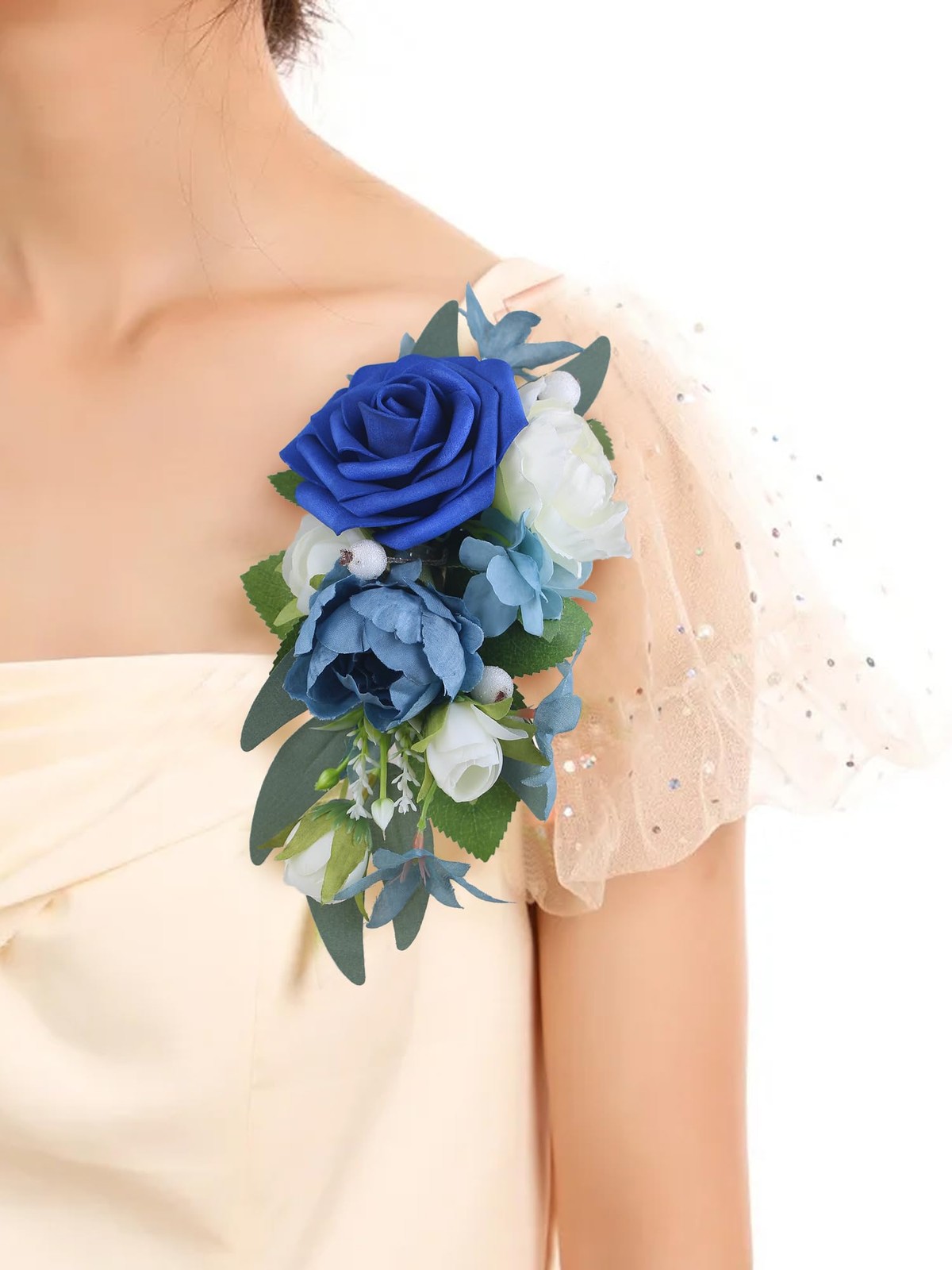 1 PCS Floral Shoulder Corsage Navy Blue Mother Of The Bride Wedding Prom