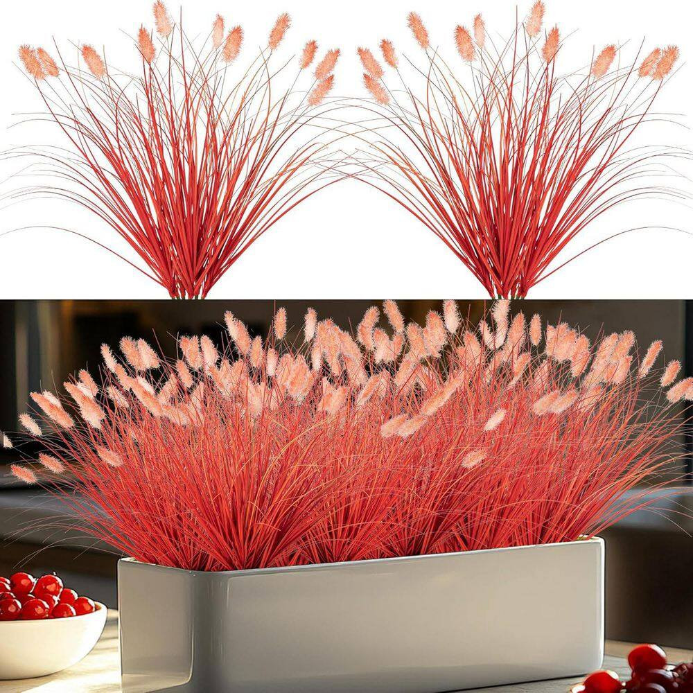 16.5 In. Orange Artificial Plant Wheatgrass Cattails