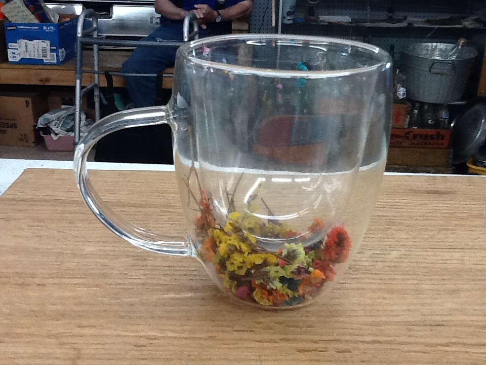 Dried Flowers Glass Mug Double Wall Coffee Tea Cup Botanical Floral Fun Gift