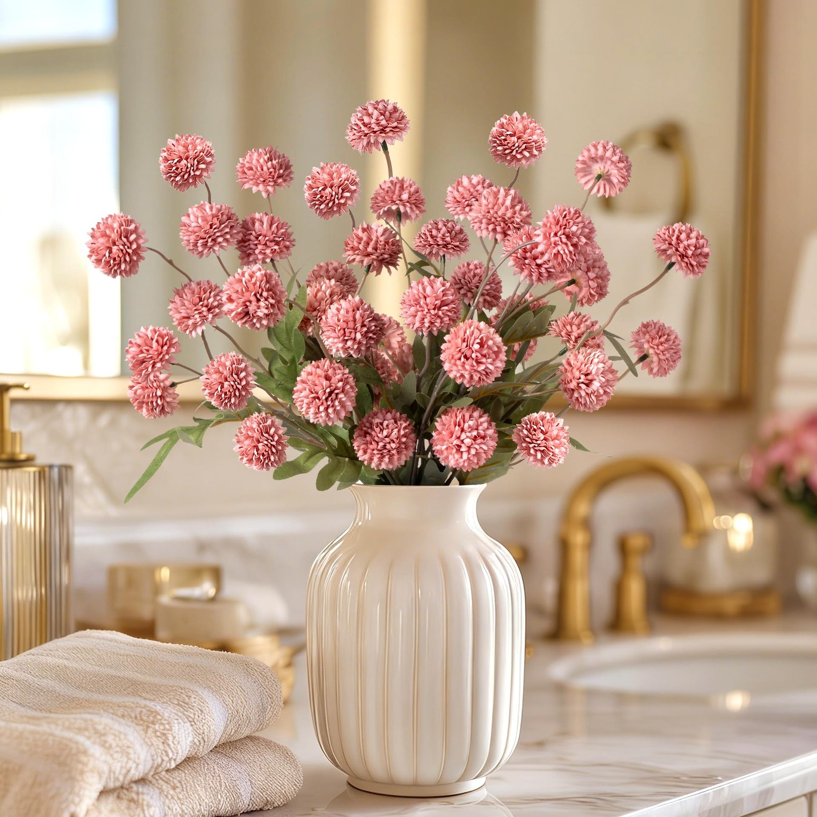ENALGRE Fake Flowers 20.5In 10PCS Artificial Chrysanthemum Faux Mums Faux Flo…
