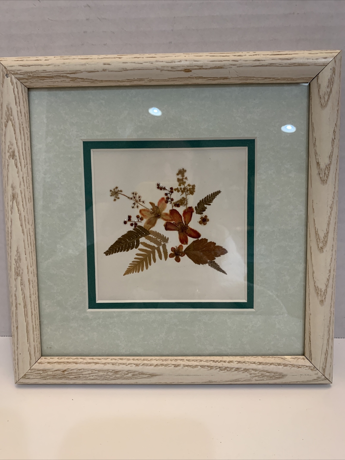 Dried Pressed Flowers Wall Hanging Art Floral Handmade Vintage Framed 9” Square