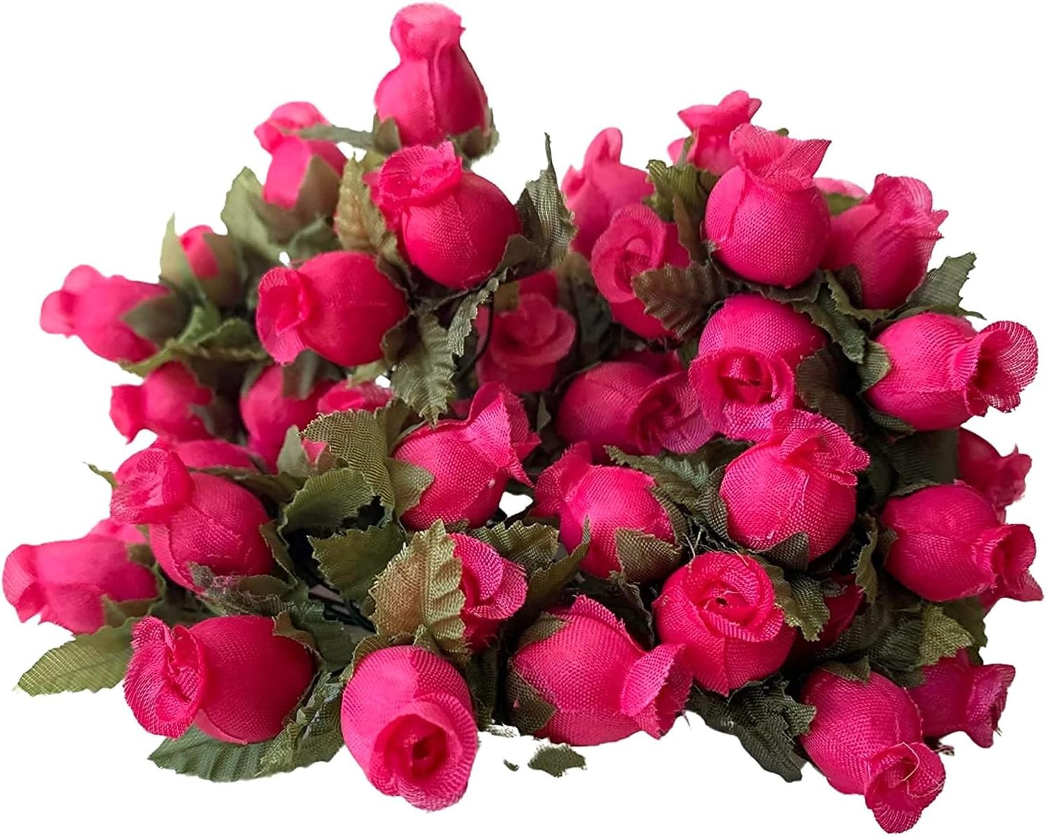 Hot Pink Artificial Silk Flower Roses – 12 Mini Bouquets of 12 Rosebuds, 144 Fuc