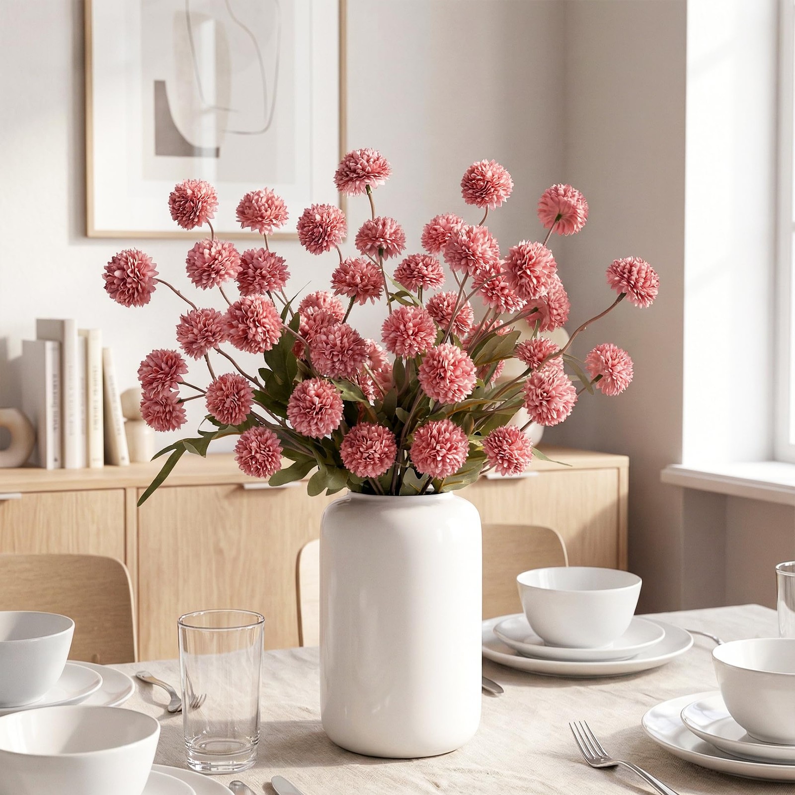 ENALGRE Fake Flowers 20.5In 10PCS Artificial Chrysanthemum Faux Mums Faux Flo…