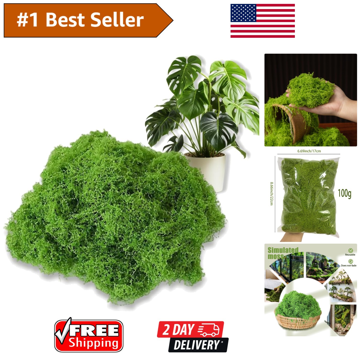 Fade Resistant Fake Moss for Crafts – 100g Versatile Decorative Greenery